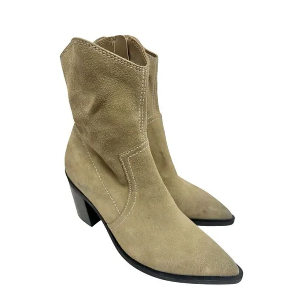BP. Western Boots Size 5.5 in‎ Tan Smoke Leather Block Heel Pointed Toe - Image 4