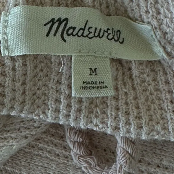 Madewell Women's Size M Medium Pointelle Tie Neck Tunic Avalon Pink‎ Top - Image 8