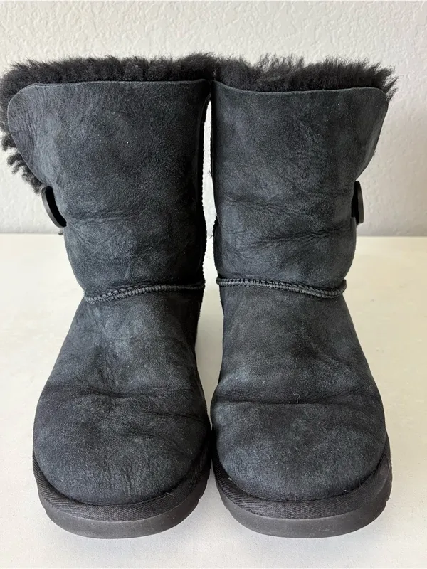 Ugg Women’s Classic Bailey Button Boots Black Suede Leather Size 8 - Image 2
