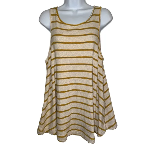 FREE PEOPLE WE THE FREE Yellow &‎ Blue Stripe Tank Top Garden Tunic EUC Small - Image 3