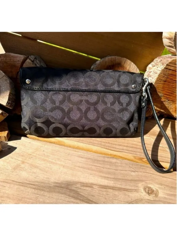 Coach Kristin Lurex Signature Op Art Wristlet Clutch Black F45131 - Image 3