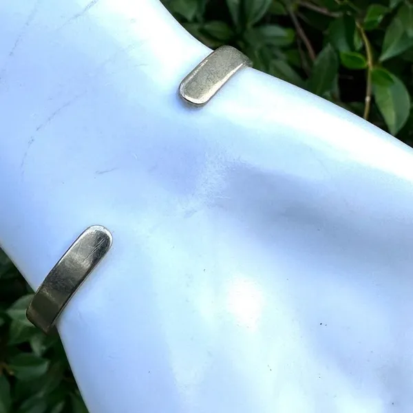 Silver tone blue bead cuff bracelet - Image 2