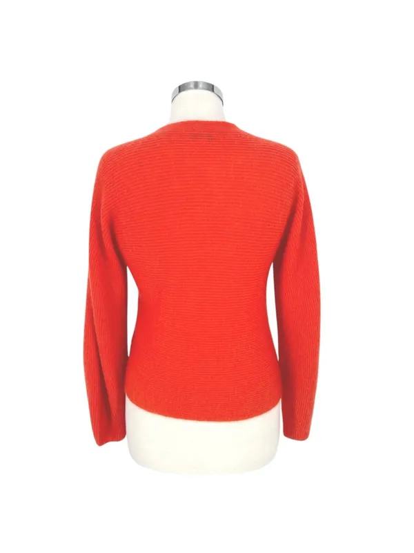 Vince Wrap-Style Wool Mohair Blend Balletcore Sweater Burnt Coral Size Small - Image 6