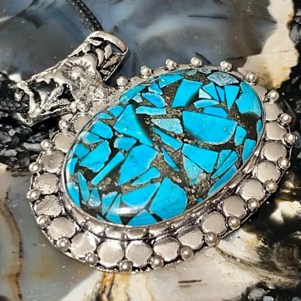 Spiny Turquoise in Copper Pendant 1 1/2”x 1 1/2” - Image 3