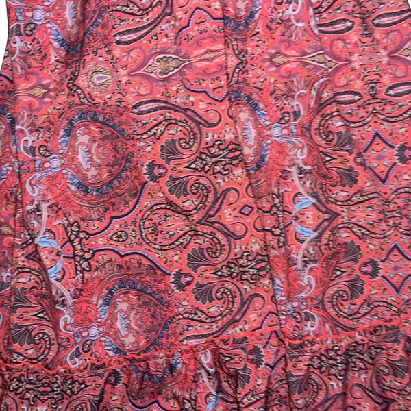 Bohemian Paisley Print Maxi Smoked Waist Dress Size Small Peasant Flowy - Image 3