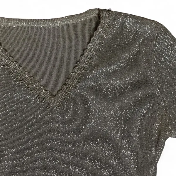 Shimmering Silver Long Sleeve Top - Image 2