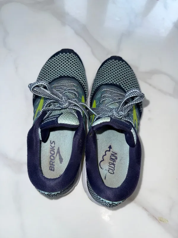 Brooks Men's Athletic Running Shoes - Navy and Lime Green - Image 6