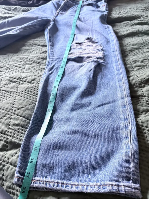 Levi's Premium Ribcage Straight Ankle Distressed Light Wash Jeans Size 28 - Image 10