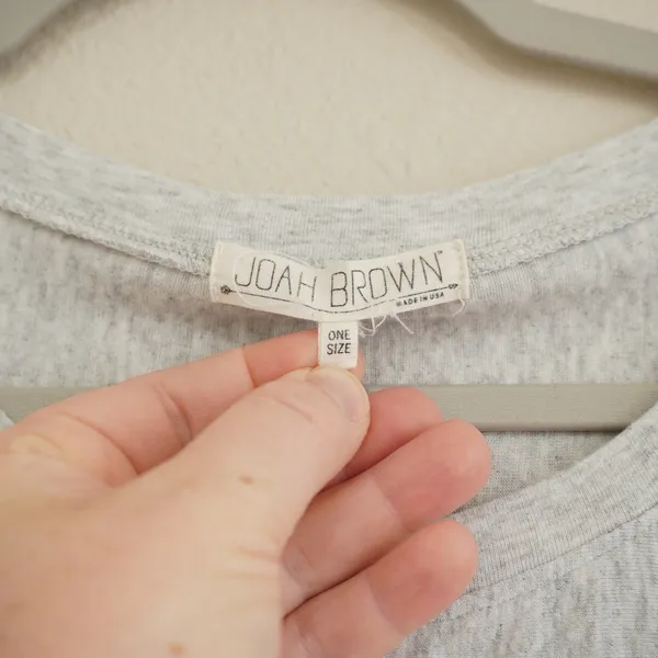 Joah Brown Long Sleeve Shirt Grey Heathered Dolman One Size Cozy Athleisure Soft - Image 4
