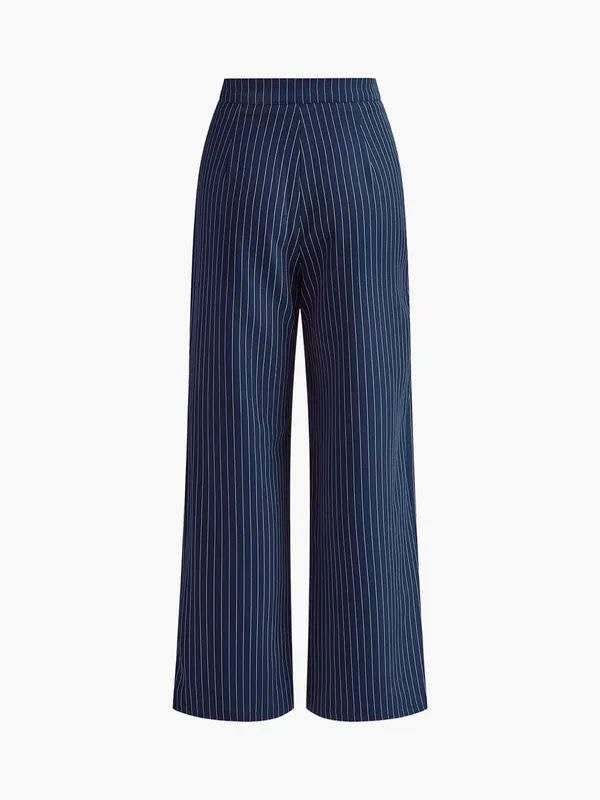 ✨Commense Pinstripe Pleated Wide-Leg Navy Sz Small Pants✨ - Image 6