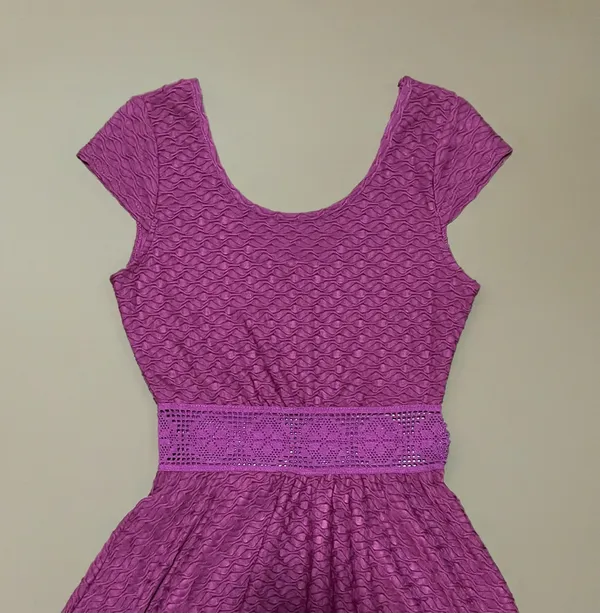 ♒️ Love, Fire Flared Burgundy Dress w/ Cup Sleeves - Image 3