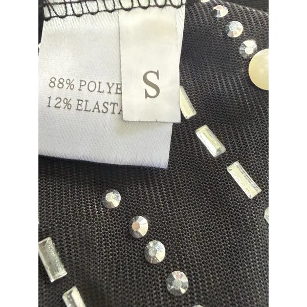 Beaded Pearl Sheer Feather Bust Dress Size Small Stretchy Bodycon Night Out - Image 13