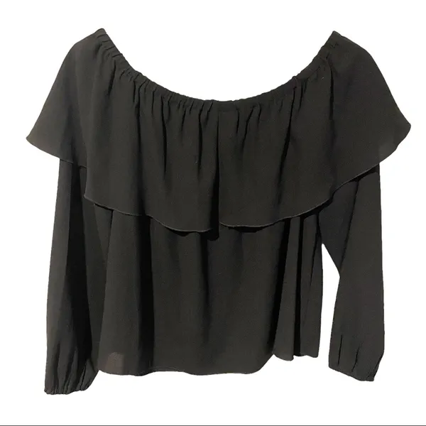 Wilfred Aritzia Womens Small Morel Black Off-Shoulder‎ Blouse Top Ruffle - Image 6
