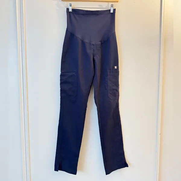 Figs XXS Womens Yola Maternity Navy High-Waisted Scrub Bottoms - Image 2