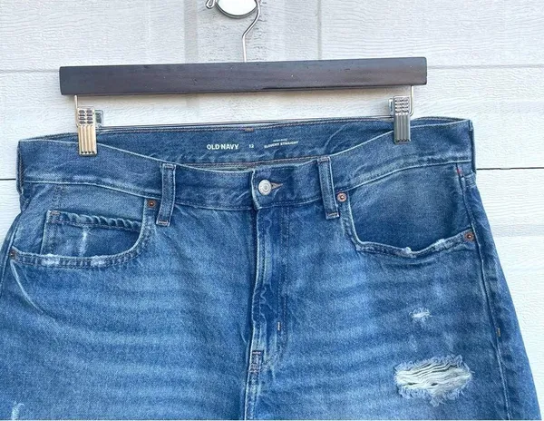 Old Navy Womens Shorts Blue Distressed Denim High Rise Slouchy Cut Off Size 12 - Image 7