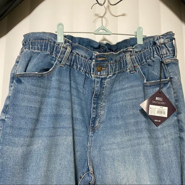AVA•VIV cinched waist denim blue jeans - Image 3