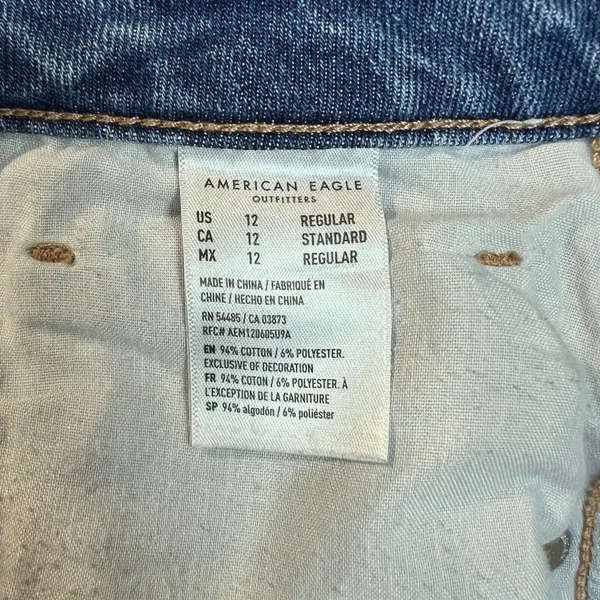 American Eagle Mom Jeans Womens 12 R Distressed‎ Light Blue Denim Casual - Image 14