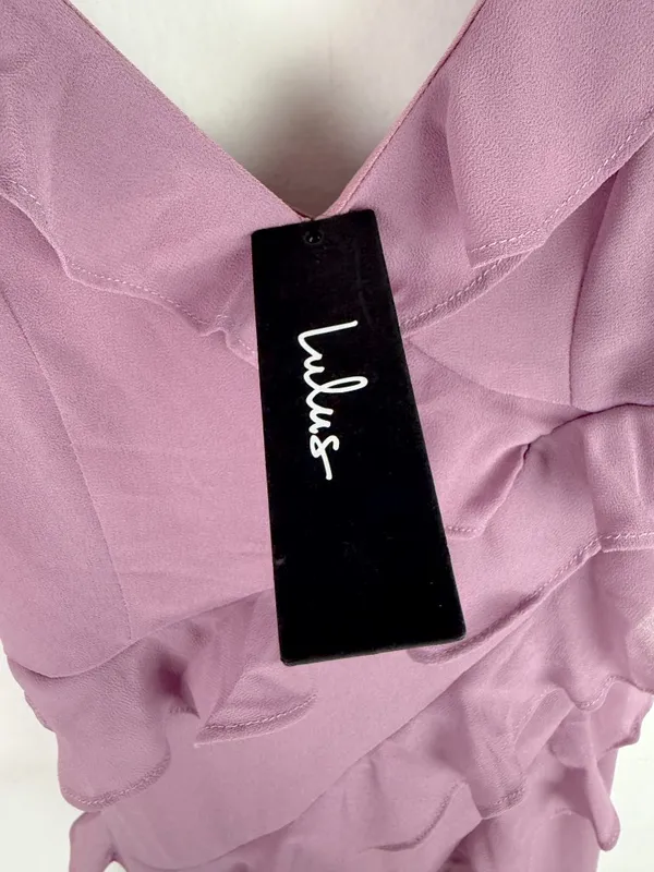 NWT Lulus Fancy Sweetness Lavender Ruffled Lace-Up Sleeveless Maxi Dress XXS - Image 8
