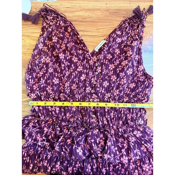 Ulla Johnson Noelle Floral Silk Blend Mini Dress Burgundy Ruffle Tassel 4 - Image 11