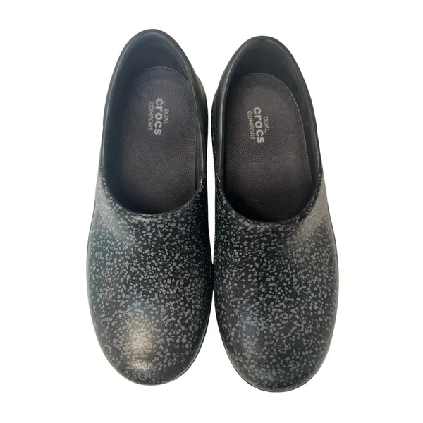 Crocs Women's Neria Pro II Graphic Clogs Black Speckled Size 7 - Image 9