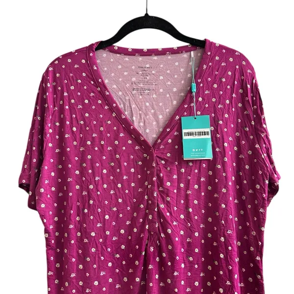 Posh Peanut Pajama Top Short Sleeve Bamboo Dainty Floral Sleep Loungewear NWT - Image 3
