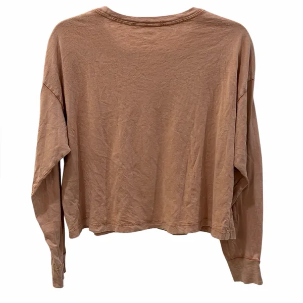 Aerie Cropped Long Sleeve Tee Small Light Brown 100% Cotton - Image 2
