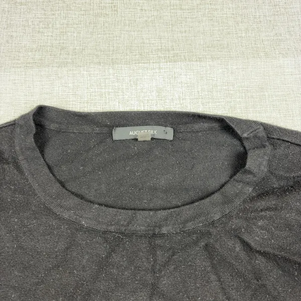 August Silk Sweater Womens M Black Rayon Nylon Crew Neck Tight-Knit Pullover - Image 2