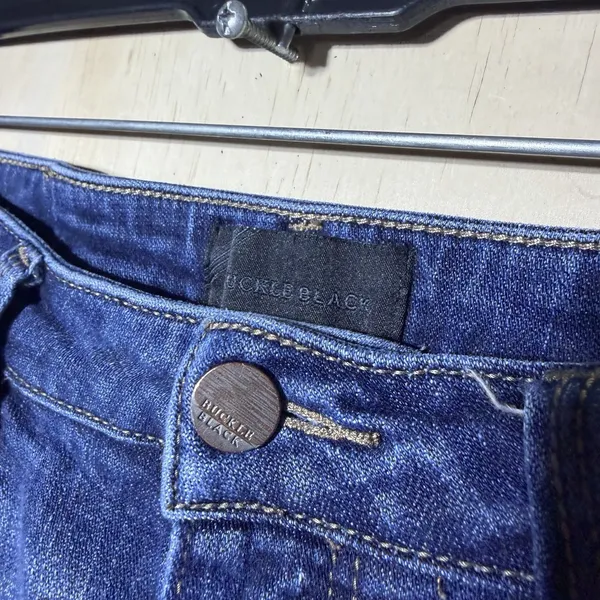Buckle Black Fit No 53 Womens 29x27 Ankle Skinny Jeans Raw Hem Blue Stretch - Image 3