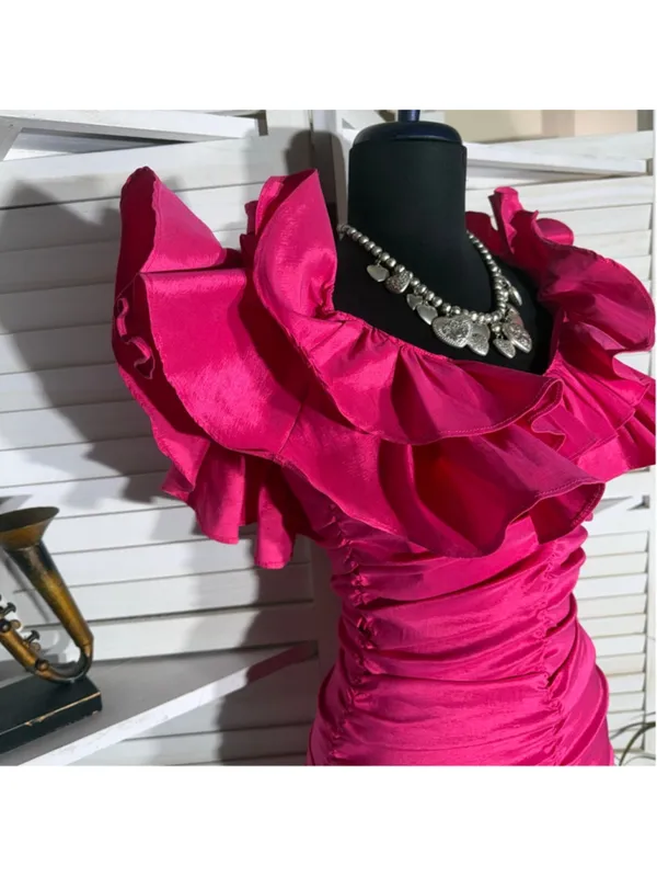 Lovers & Friends mini dress sexy pink ruffled wedding guest cocktail glam prom S - Image 7