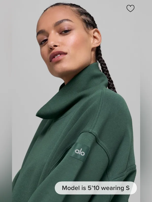 Alo Yoga NWT Hazy Mock Neck Pullover Sweatshirt Pockets in Clover Green Size S - Image 2
