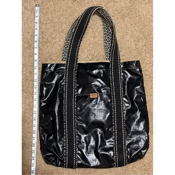 Fossil Black/Tan Key-Per Magnetic Closure Tote Bag Purse - Image 4