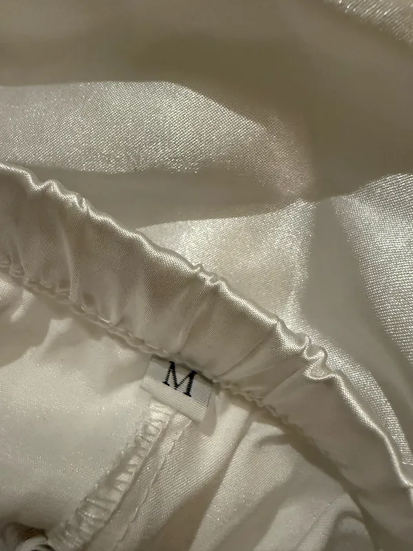 White Silky Short & Tank Top Pajama Set Size M - Image 3