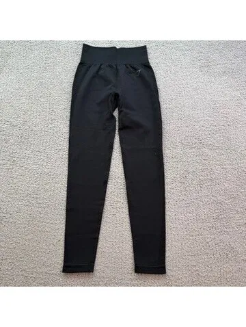 Gymshark Mesh Panel High-Waist Leggings Black Nylon Elastane XS Athletic Gym - Image 2