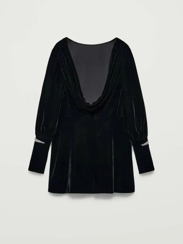 Zara THE ITEM Black Velvet Dress‎ size L - Image 6