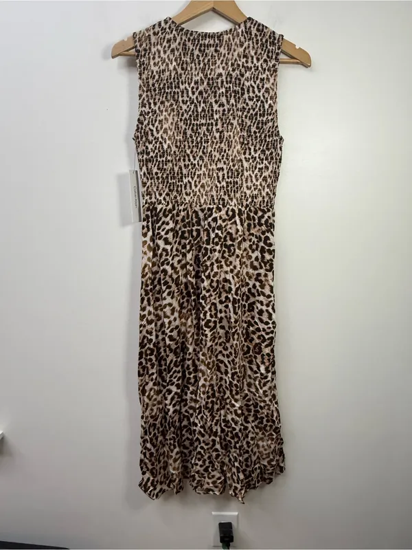 Calvin Klein Leopard-Print Sleeveless Midi Dress - Brown, Black - Image 4