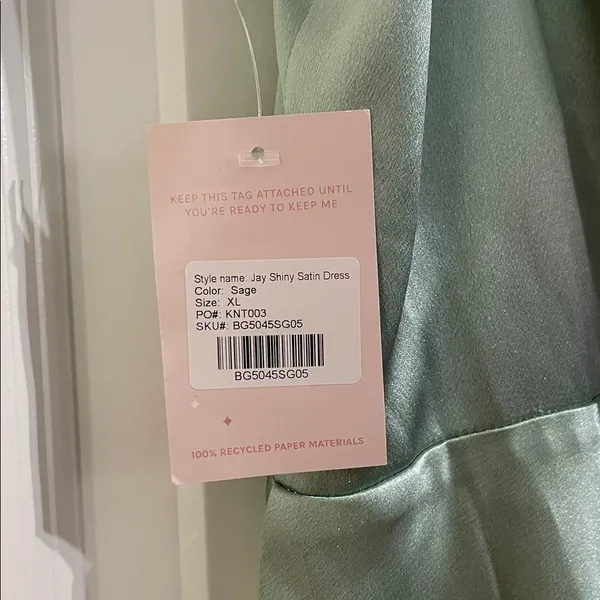 NWT Birdy Grey Jay Shiny Satin Dress In Sage Size XL - Image 13