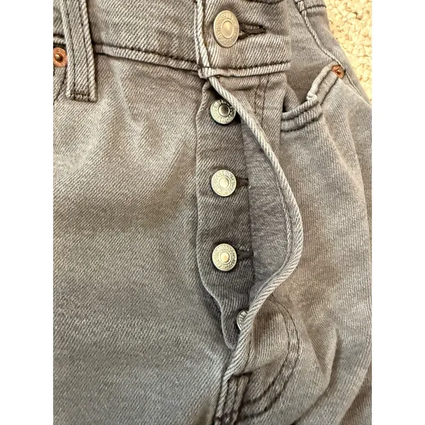 Levi's Ribcage Straight Ankle Jeans Gray Charcoal High Rise W29 L27 Indie - Image 8