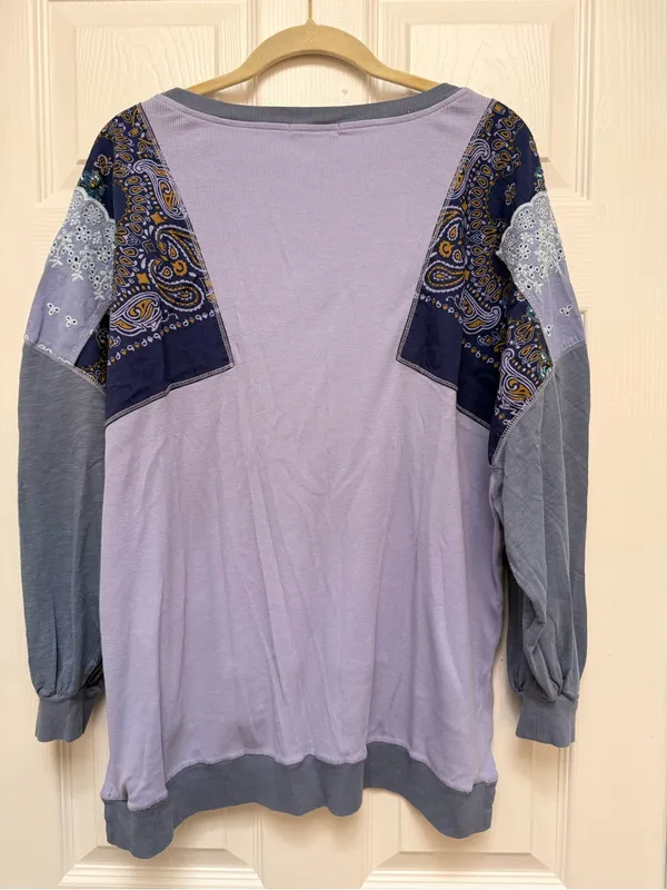 Free People "We The Free" Feelin' It Long Sleeve Top Boho Purple Medium‎ - Image 3