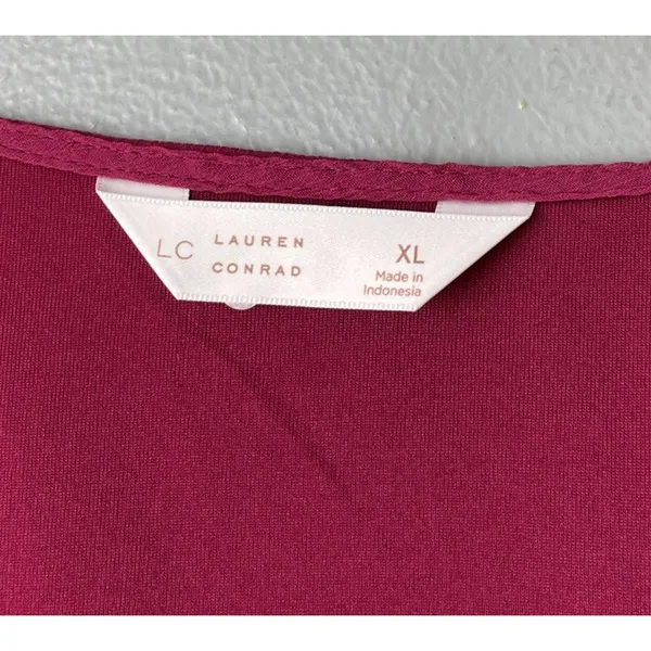 LC Lauren Conrad Top Size XL Berry Sheer Ruffled Romantic Feminine Lace Trimmed - Image 7
