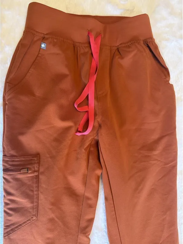 FIGS Zamora High-Waisted Jogger Scrub Pants Terracotta XXS Petite NWOT - Image 7
