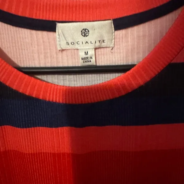 Socialite Womens Multicolor Striped Ribbed‎ Knit 3/4 Sleeve Bodycon Dress Size M - Image 2