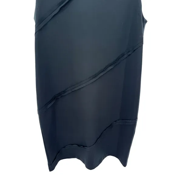 Alice + Olivia‎ Black Sleeveless Mock Neck Asymmetrical Seam Dress Size L - Image 3