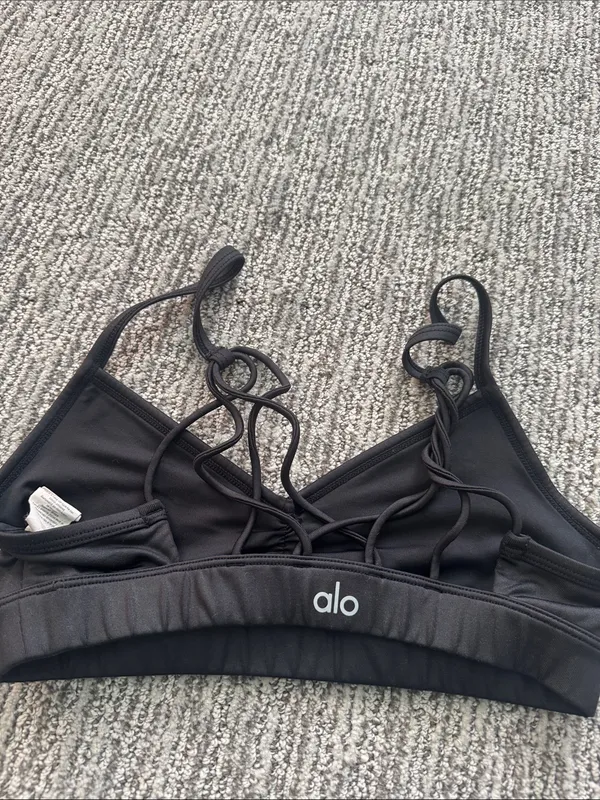 ALO Yoga Black Wireless Thin-Strap Bralette - Image 4