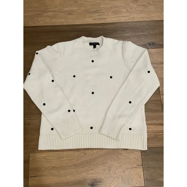 Banana Republic L White Black Polka Dot Knit Sweater - Image 5