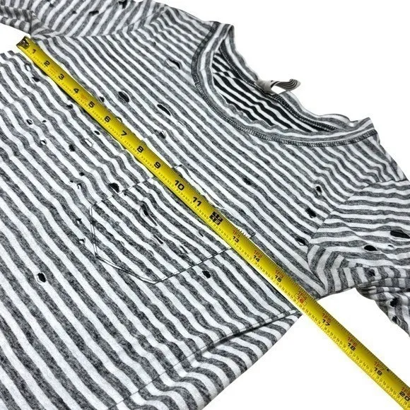 Free People Stripe Distressed Top Beetlejuice Asymmetrical Halloween Grunge XS - Image 10