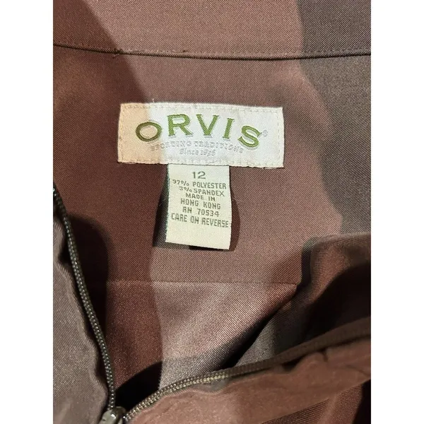 ORVIS Brown Faux Suede Full Zip Jacket Cinch Hem Pockets Y2K Women's 12 - Image 12