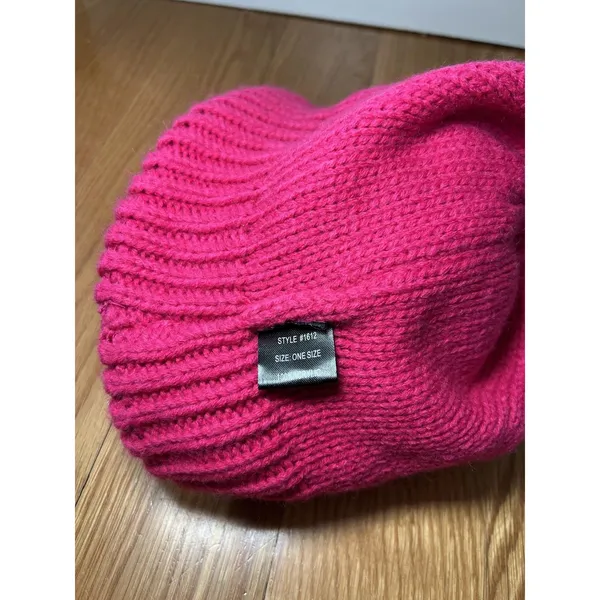 Pom Pom Knit Hat Beanie Womens One Size Pink Cable Bobble Winter Soft Warm - Image 5