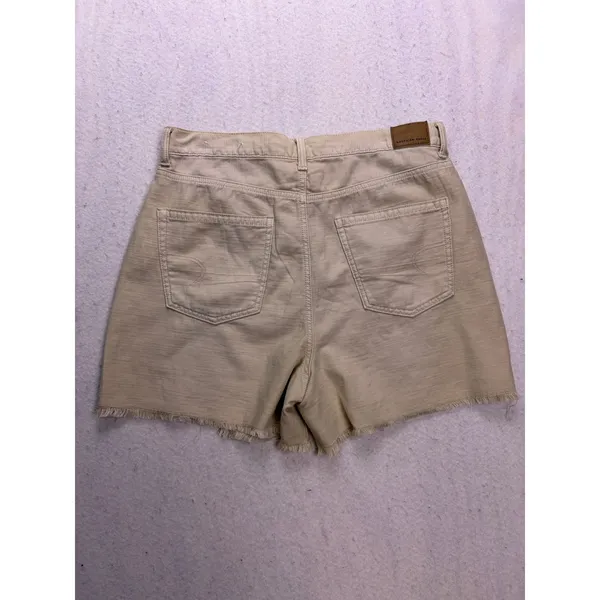 American Eagle Highest Rise Mom Short Women 12 Tan Distressed Raw Hem Casual - Image 6