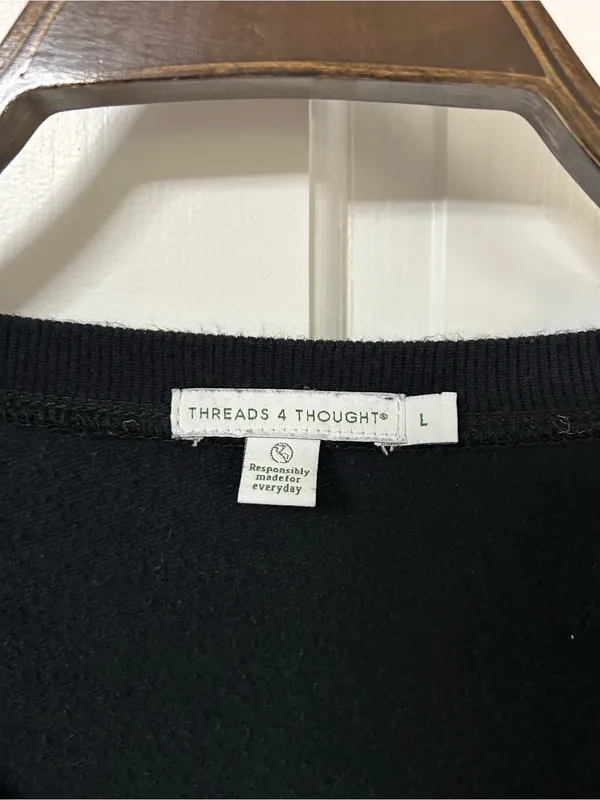 Threads 4 Thought Black Scoop-Neck Crossover Hem Pullover - Image 4