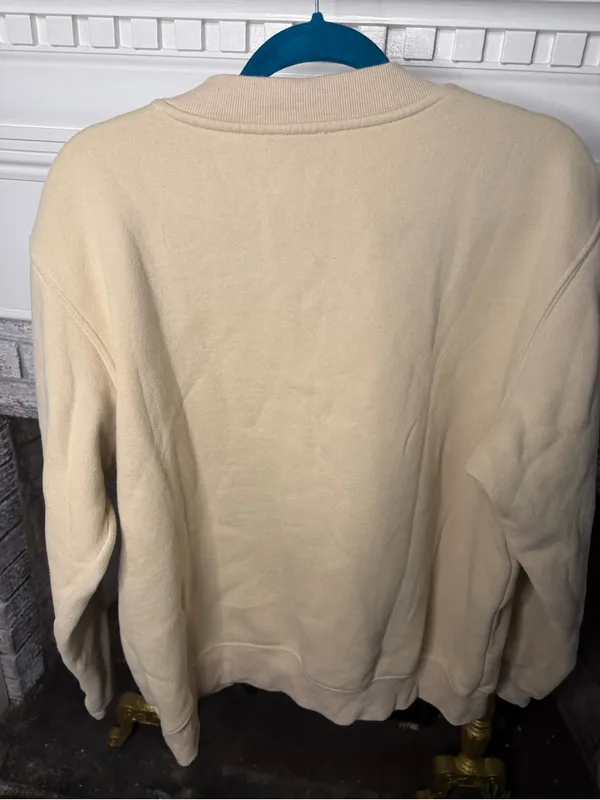 White Fox Beverly Hills Embroidered Oversized Crewneck Sweatshirt Beige M/L - Image 3